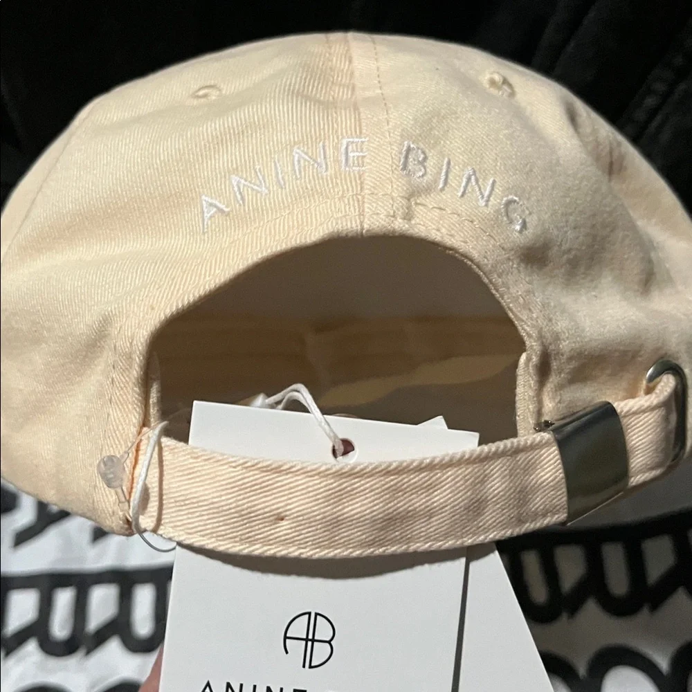 💥 1 DAY SALE 💥 NWT Anine Bing Jeremy Baseball Cap RARE Cream Orange 💯 Cotton - Picture 3 of 13